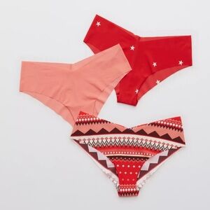 Aerie No Show Cheecky Holiday Undies M 3 Pack